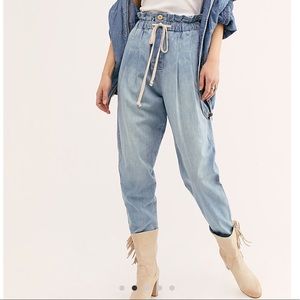 NWOT Free People Margate Pleated Denim Trouser